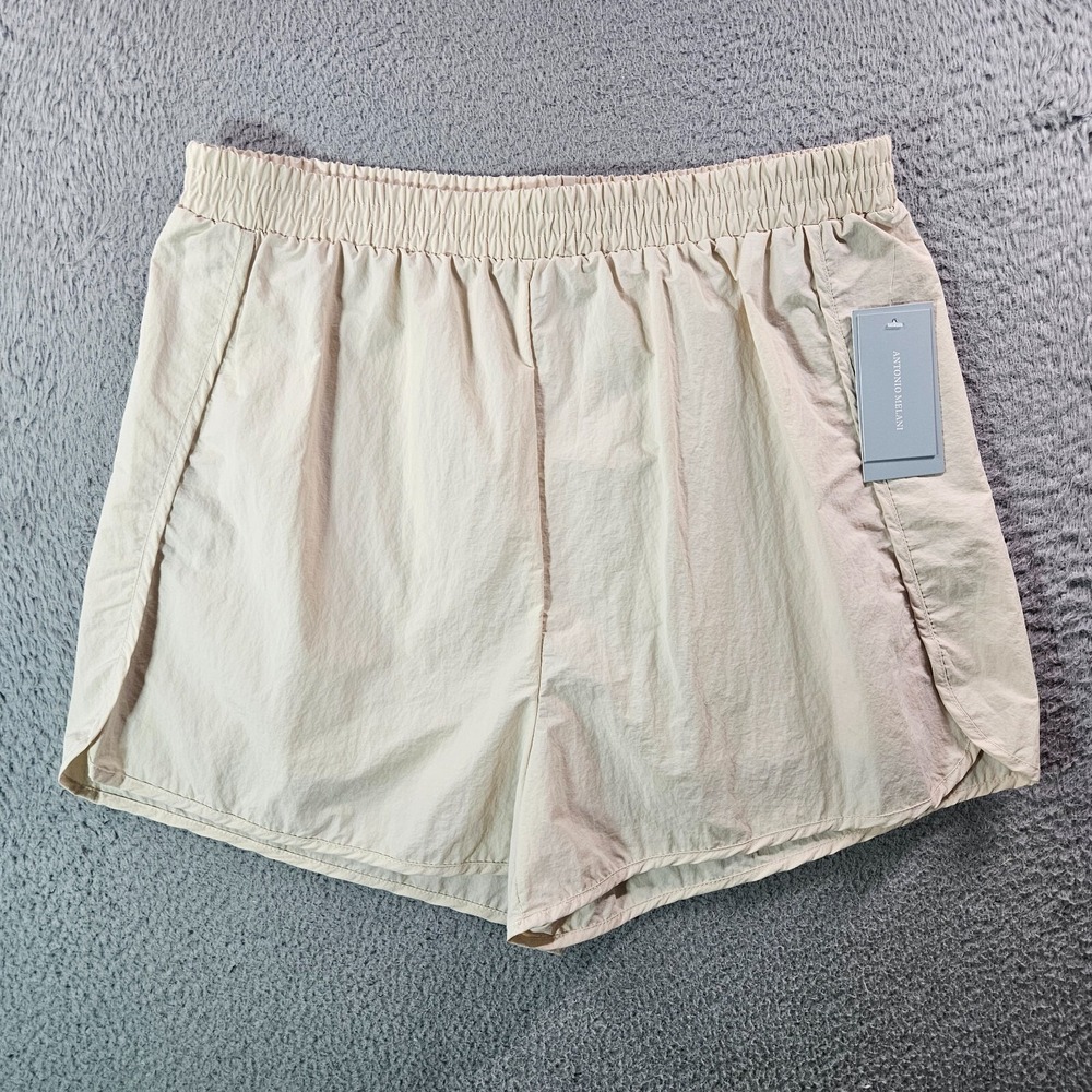 NWT Antonio Melani Gym Workout Shorts Women XL Elastic Waist Inner Pants Cream